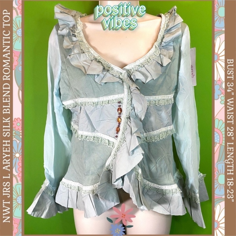NWT JRS M TOP COTTON SILK BLEND ECLECTIC MIXED FABRIC PASTEL WHIMSYGOTH FAIRY